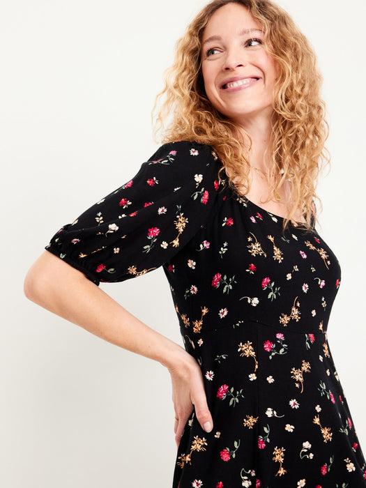 Fit & Flare Crepe Midi Dress