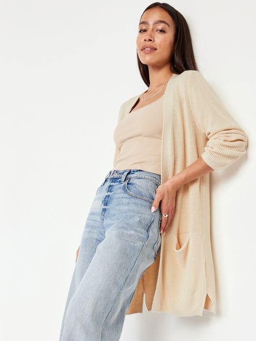 Open-Front Longline Cardigan Sweater
