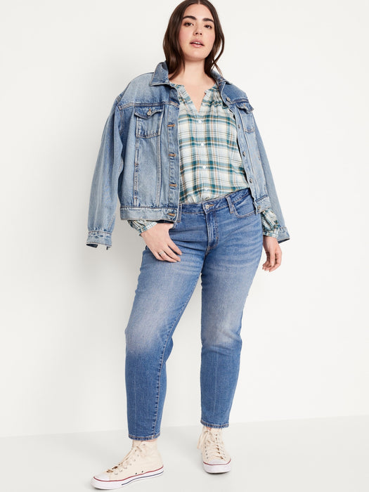 Loose Split-Neck Button-Down Top