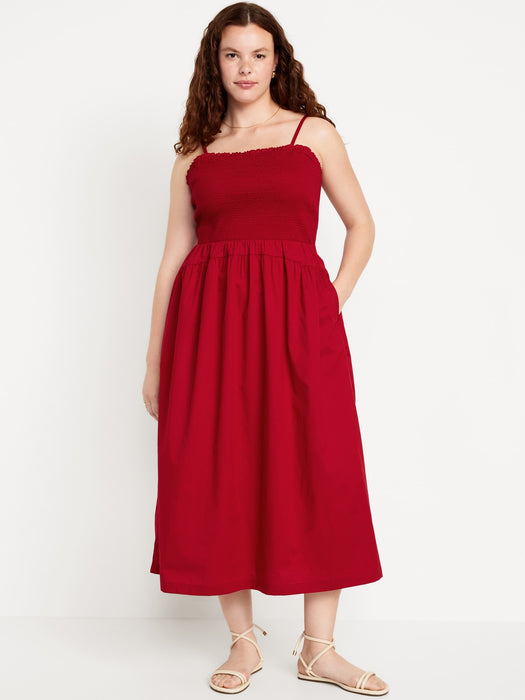 Fit & Flare Smocked Midi Dress