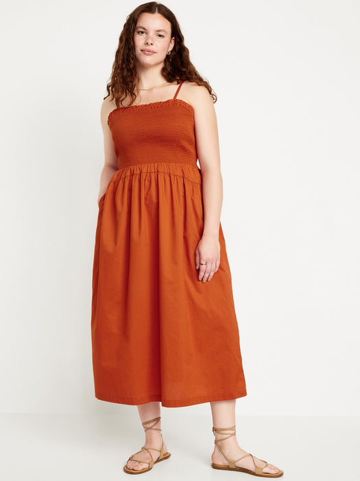 Fit & Flare Smocked Midi Dress
