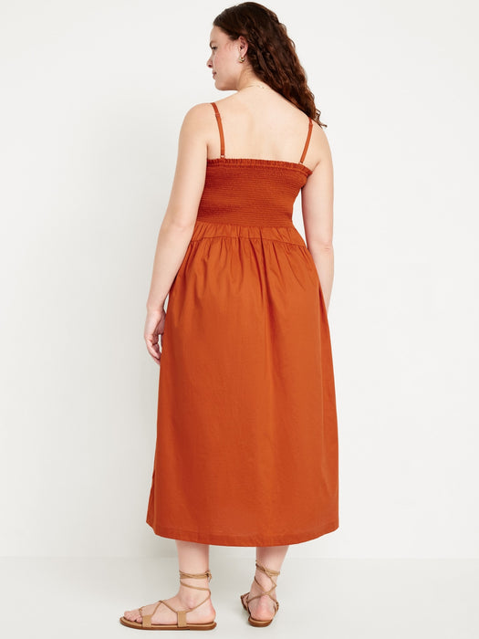 Fit & Flare Smocked Midi Dress