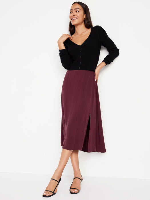 Smocked-Waist Midi Skirt