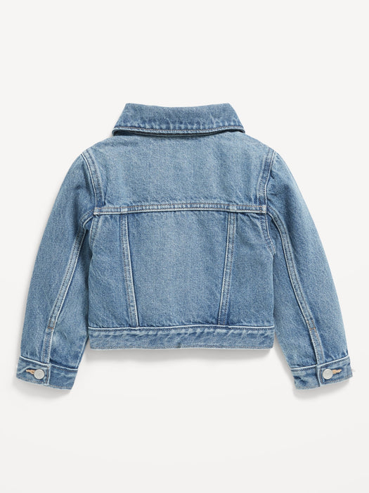 Embroidered Cropped Trucker Jean Jacket for Toddler Girls