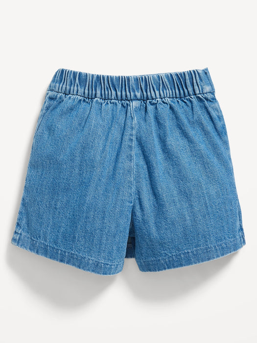 High-Waisted Pleated Jean Skort for Toddler Girls