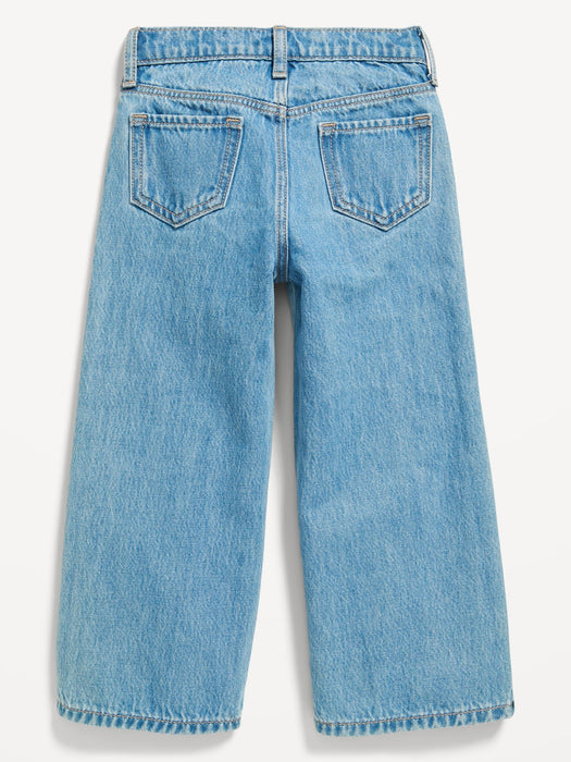High-Waisted Baggy Two-Tone Wide-Leg Jeans for Toddler Girls