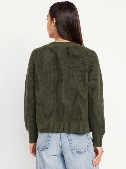Shaker-Stitch Cardigan Sweater