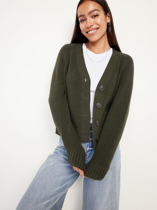 Shaker-Stitch Cardigan Sweater