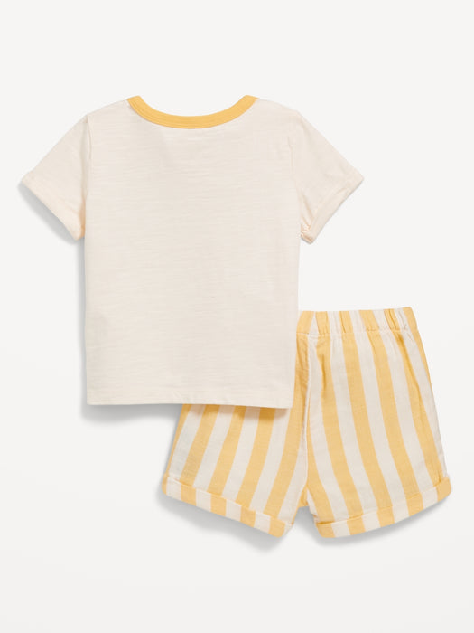 Little Navy Organic-Cotton Graphic T-Shirt and Shorts Set for Baby