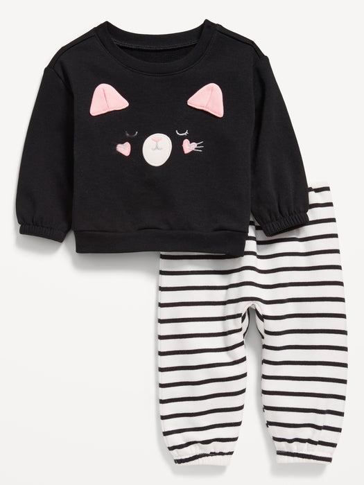 Crew-Neck Critter Sweatshirt and Jogger Pants Set for Baby