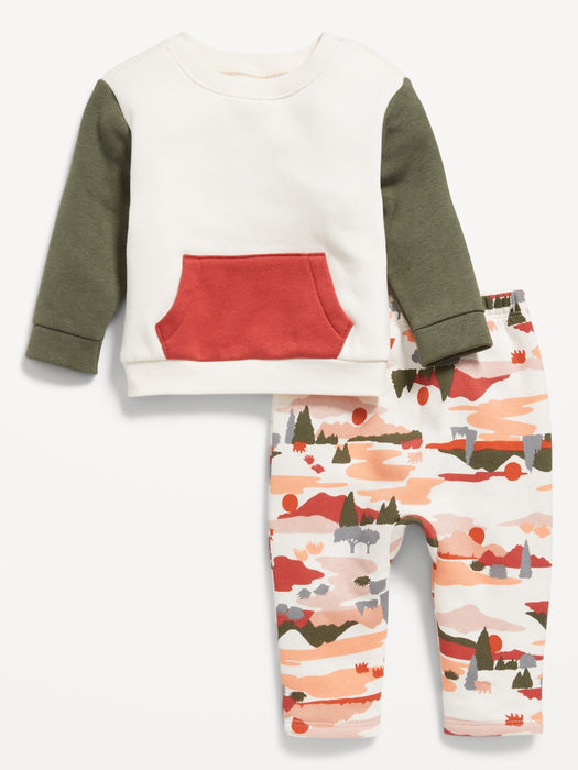 Crew-Neck Sweatshirt and Sweatpants Set for Baby