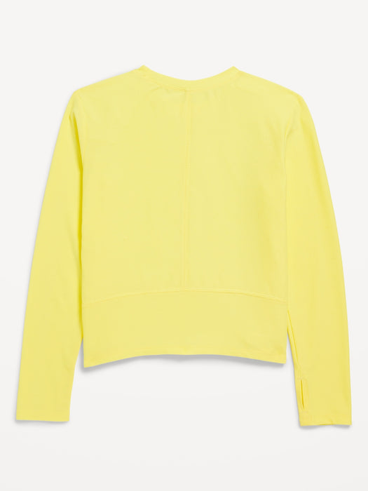 Long-Sleeve Curved-Hem Performance Top for Girls