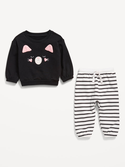 Crew-Neck Critter Sweatshirt and Jogger Pants Set for Baby