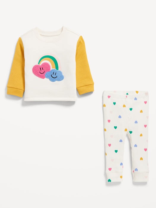 Long-Sleeve Graphic Sweatshirt and Leggings Set for Baby
