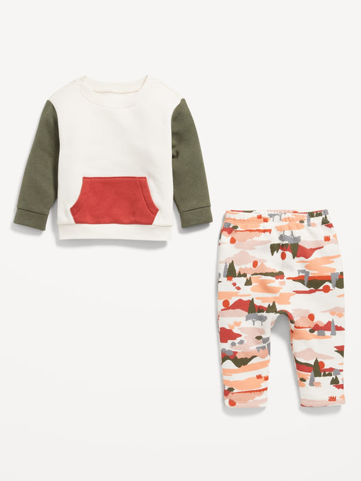 Crew-Neck Sweatshirt and Sweatpants Set for Baby