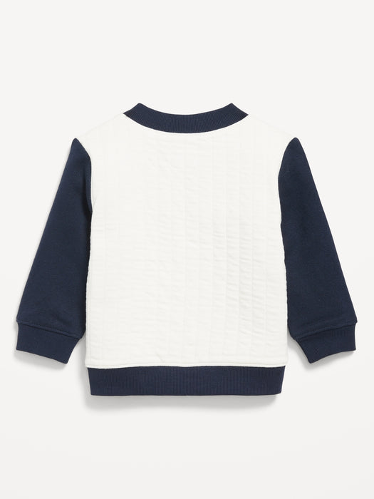 Button-Front Embroidered Patch Bomber Jacket for Baby