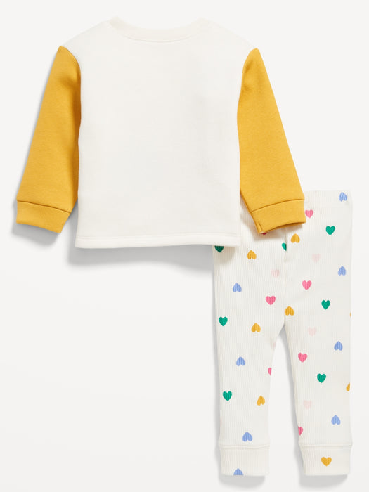 Long-Sleeve Graphic Sweatshirt and Leggings Set for Baby