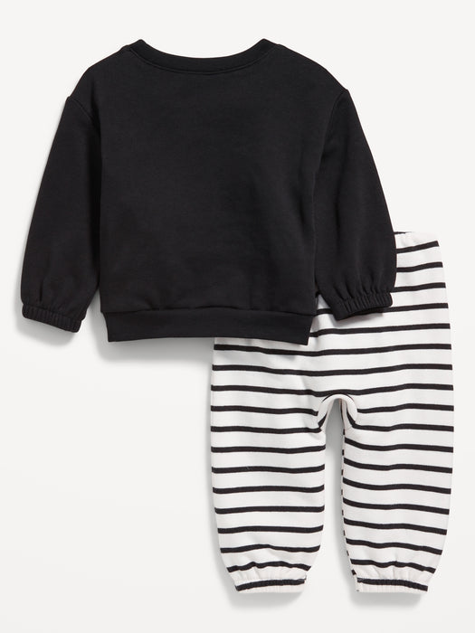 Crew-Neck Critter Sweatshirt and Jogger Pants Set for Baby