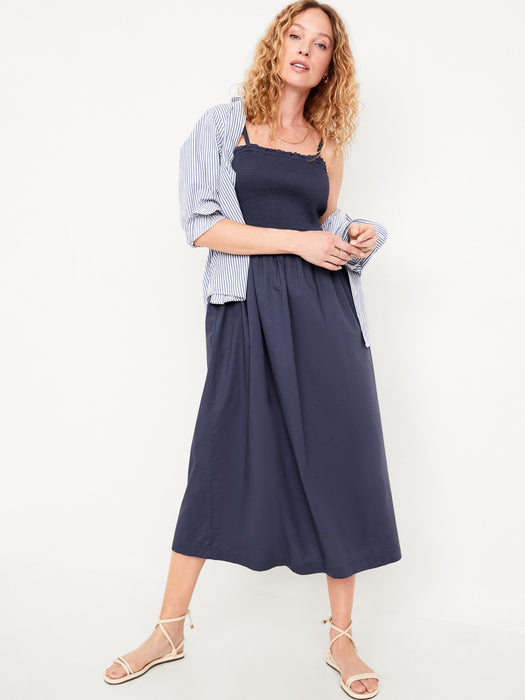 Fit & Flare Smocked Midi Dress