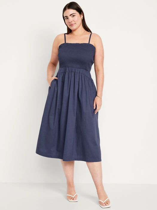 Fit & Flare Smocked Midi Dress
