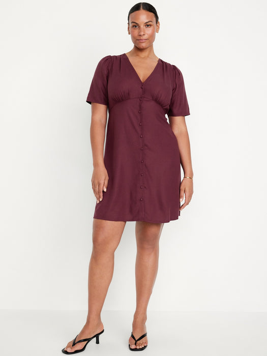 Button-Down Crepe Mini Dress