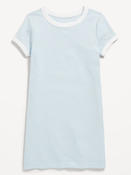 Short-Sleeve Ribbed Dress for Girls