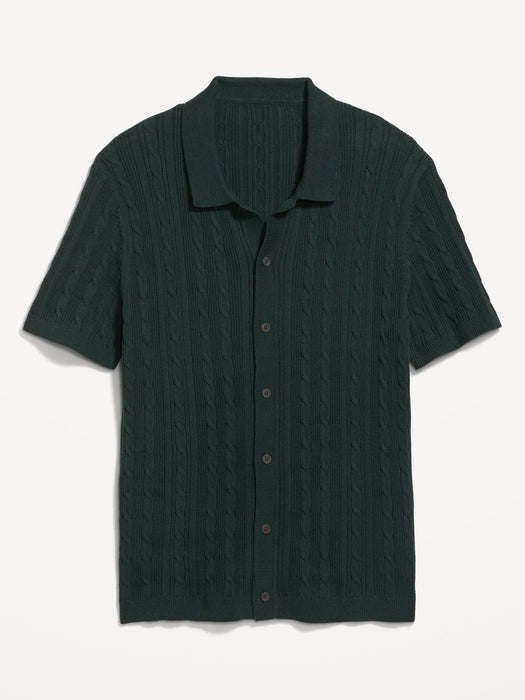 Button-Down Cable-Knit Sweater