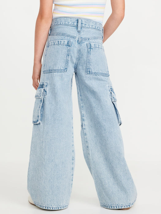 High-Waisted Super Baggy Wide-Leg Cargo Jeans for Girls