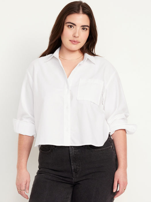 Cropped Button-Down Oxford Shirt