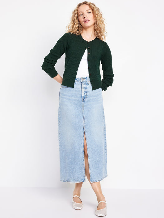 SoSoft Cable Crop Cardigan Sweater
