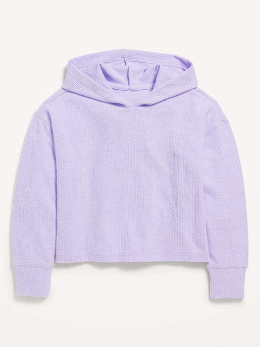 Cropped Plush Ribbed Hoodie for Girls