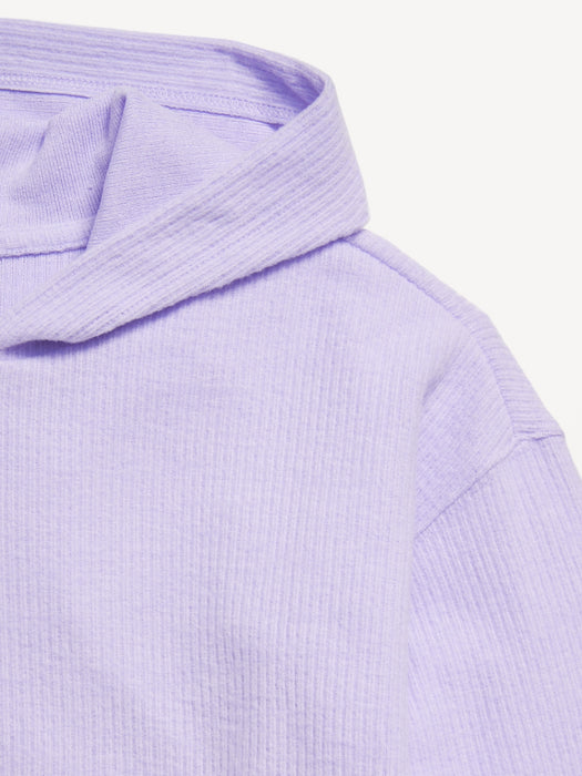 Cropped Plush Ribbed Hoodie for Girls