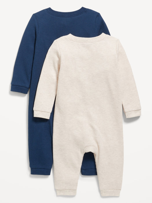 Long-Sleeve Thermal-Knit Henley One-Piece 2-Pack for Baby