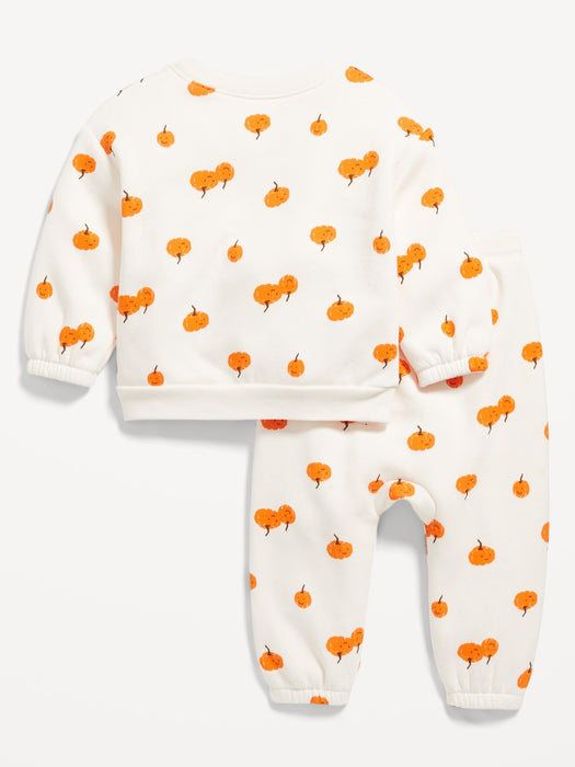 Printed Crew-Neck Sweatshirt and Sweatpants Set for Baby