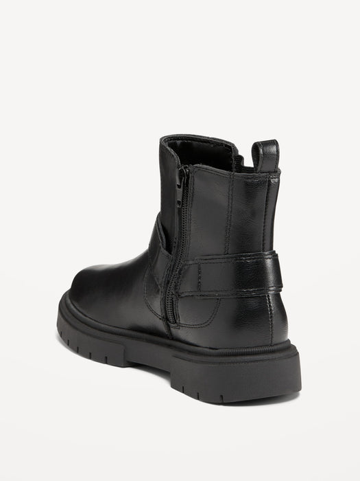 Faux-Leather Side-Zip Moto Boots for Girls