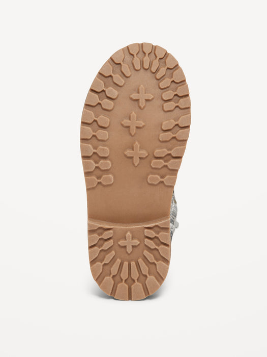 Glittery Side-Zip Combat Boots for Toddler Girls