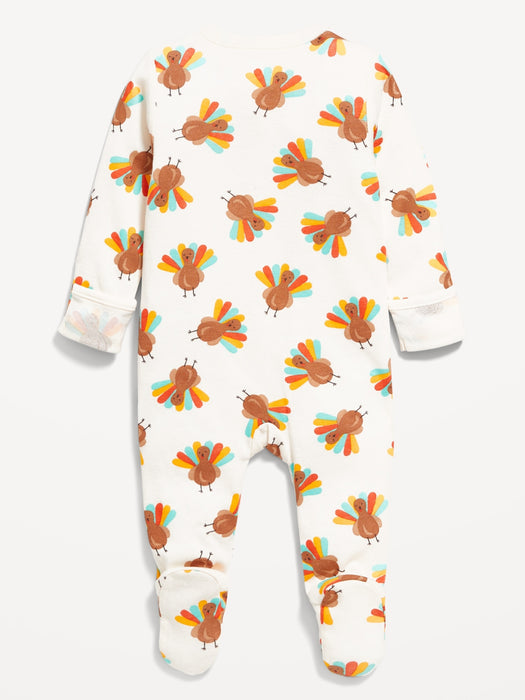 2-Way-Zip Printed Sleep &amp; Play Footed One-Piece for Baby
