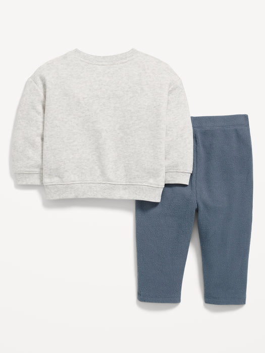 Crew-Neck Sweatshirt and Cozy-Knit Pants Set for Baby