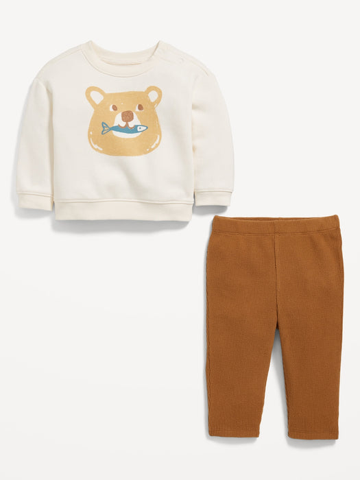 Crew-Neck Sweatshirt and Cozy-Knit Pants Set for Baby