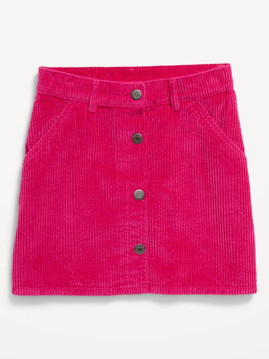 Button-Front Corduroy Skirt for Girls
