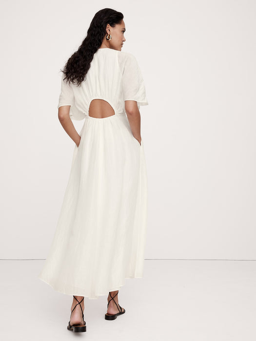 white christmas dresses Olive Linen Cutout Maxi Dress Large main image 1