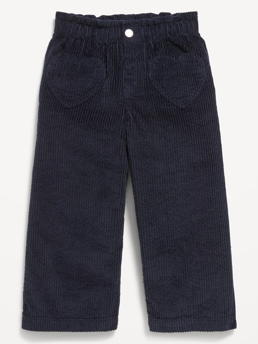 High-Waisted Heart-Pocket Wide-Leg Corduroy Pants for Toddler Girls