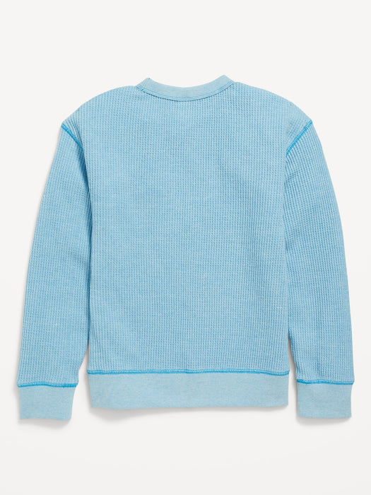 Oversized Long-Sleeve Thermal-Knit T-Shirt for Boys