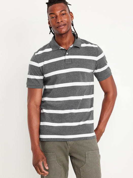 Classic Fit Striped Pique Polo