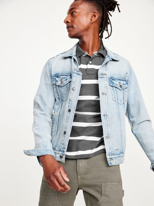 Classic Fit Striped Pique Polo