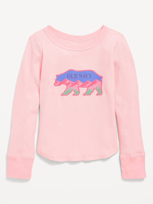 Long-Sleeve Logo-Graphic Thermal-Knit T-Shirt for Girls