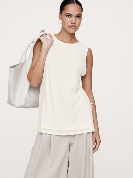 Ribbed Tunic Tank with Side Slits