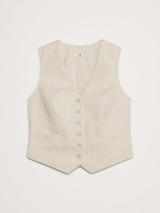 Pinstripe Stretch-Cotton Vest