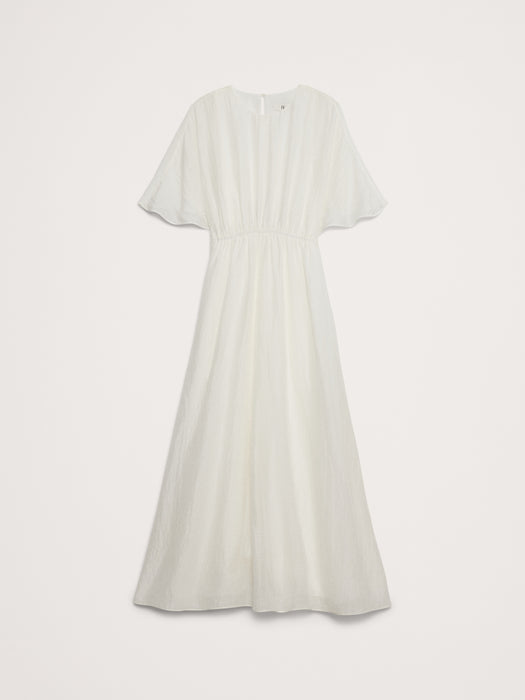Linen-Silk Cut-Out Maxi Dress