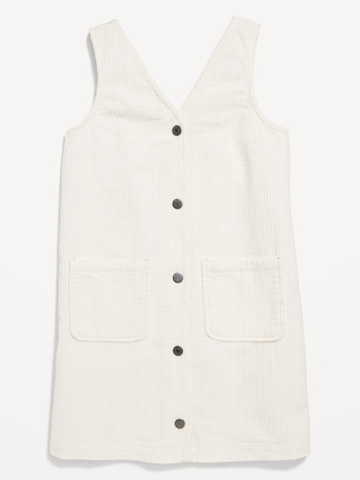 Sleeveless Button-Front Corduroy Dress for Girls